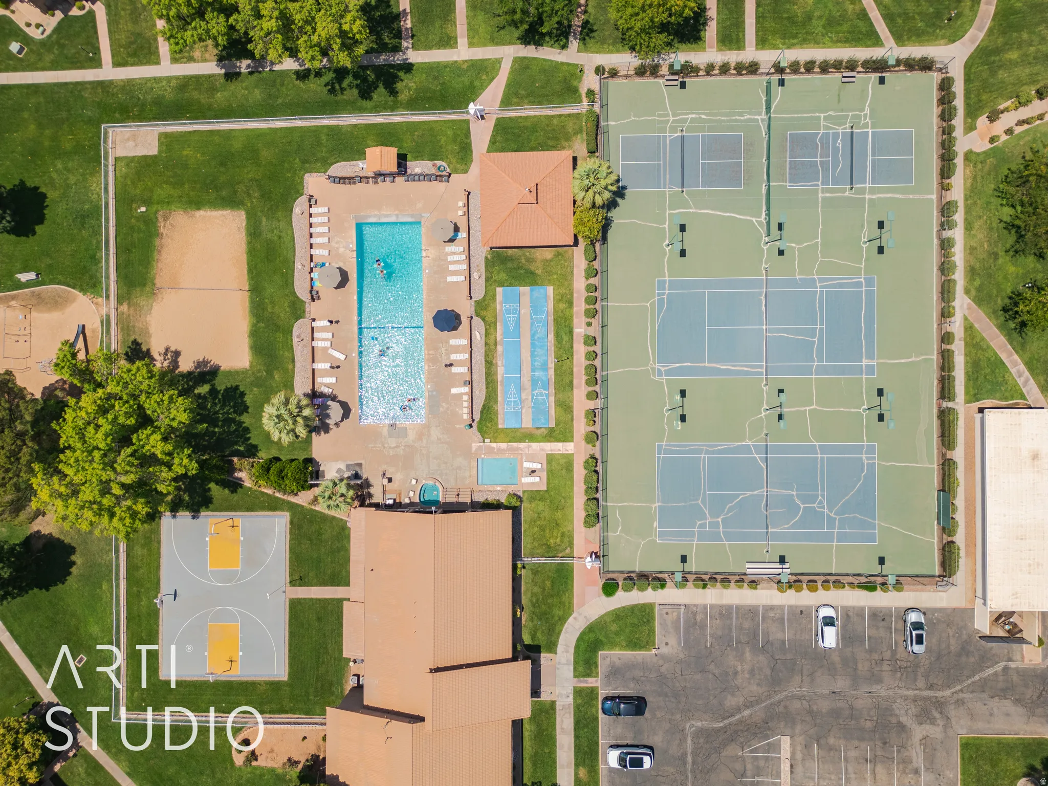 Bird's eye view of a pool