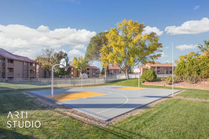 View of basketball court with community basketball court and a residential view