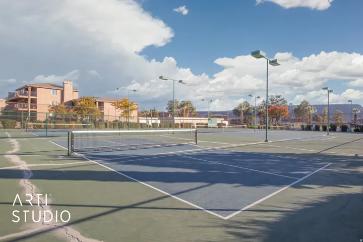 View of tennis court
