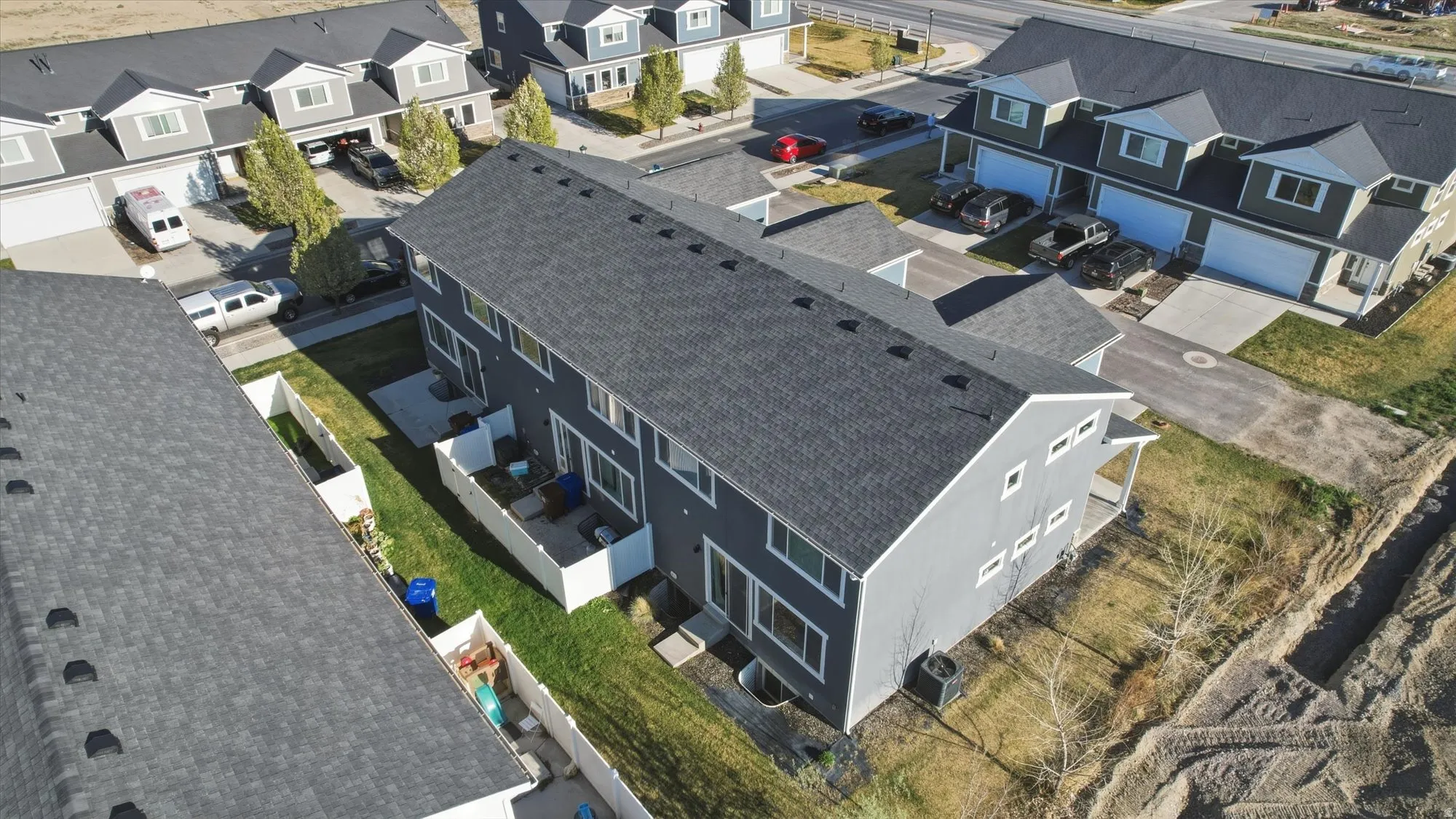 Aerial perspective of suburban area