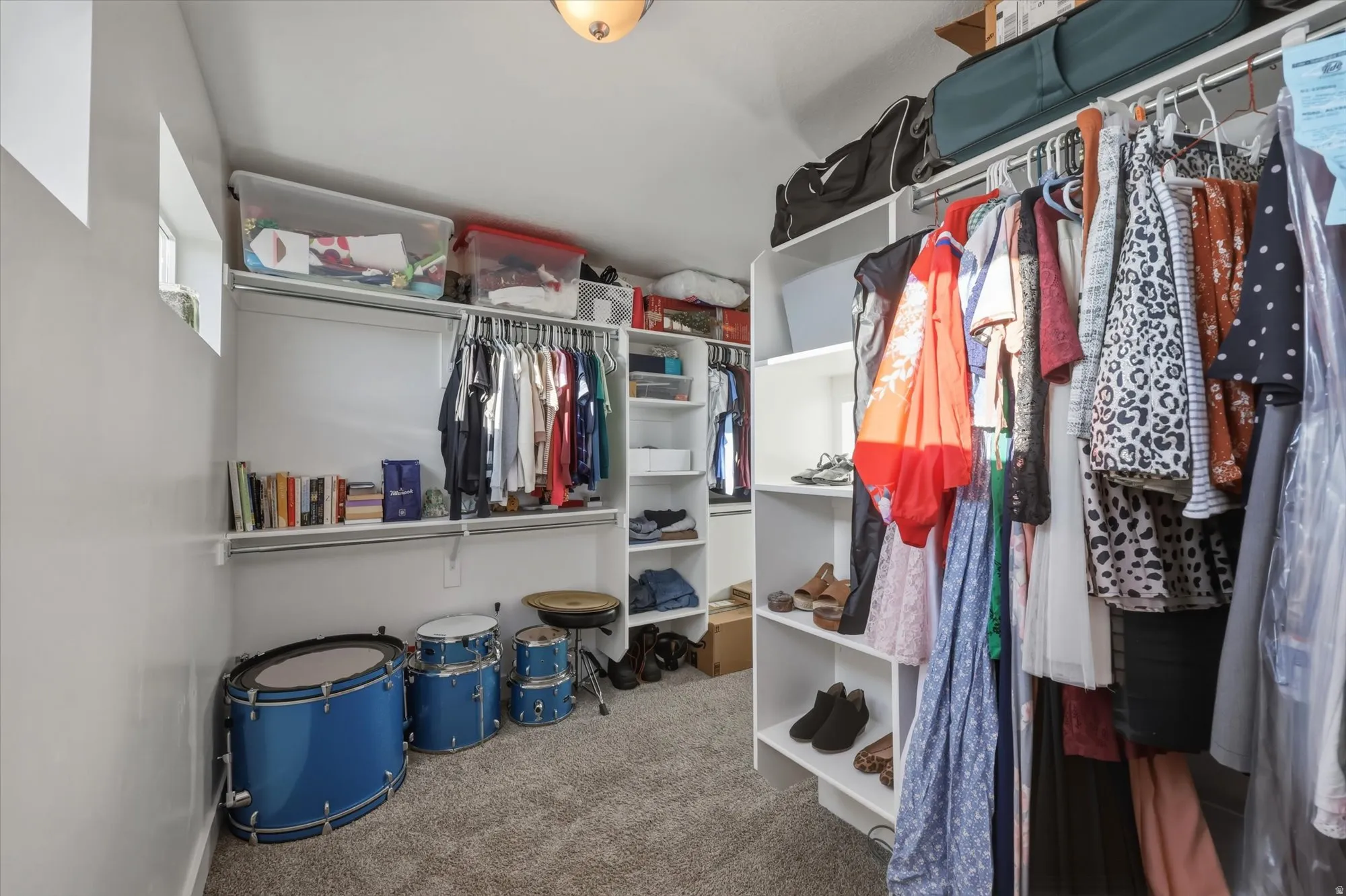 Walk in closet with carpet