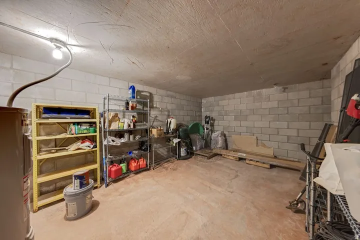 Storage area with water heater