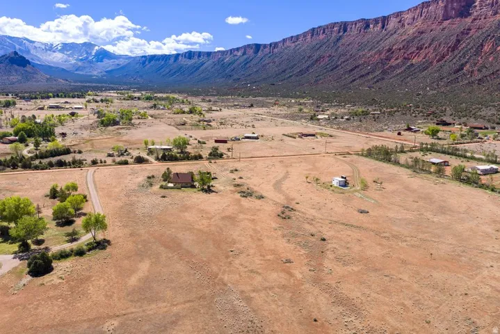 Aerial view of sparsely populated area featuring mountains
