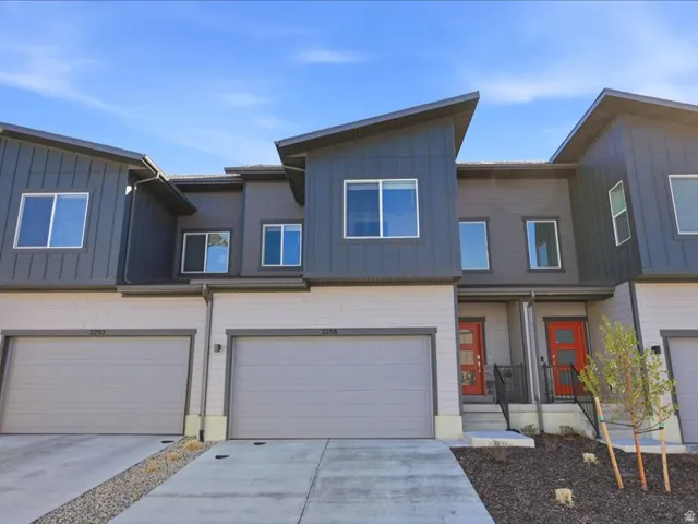 Modern home featuring an attached garage