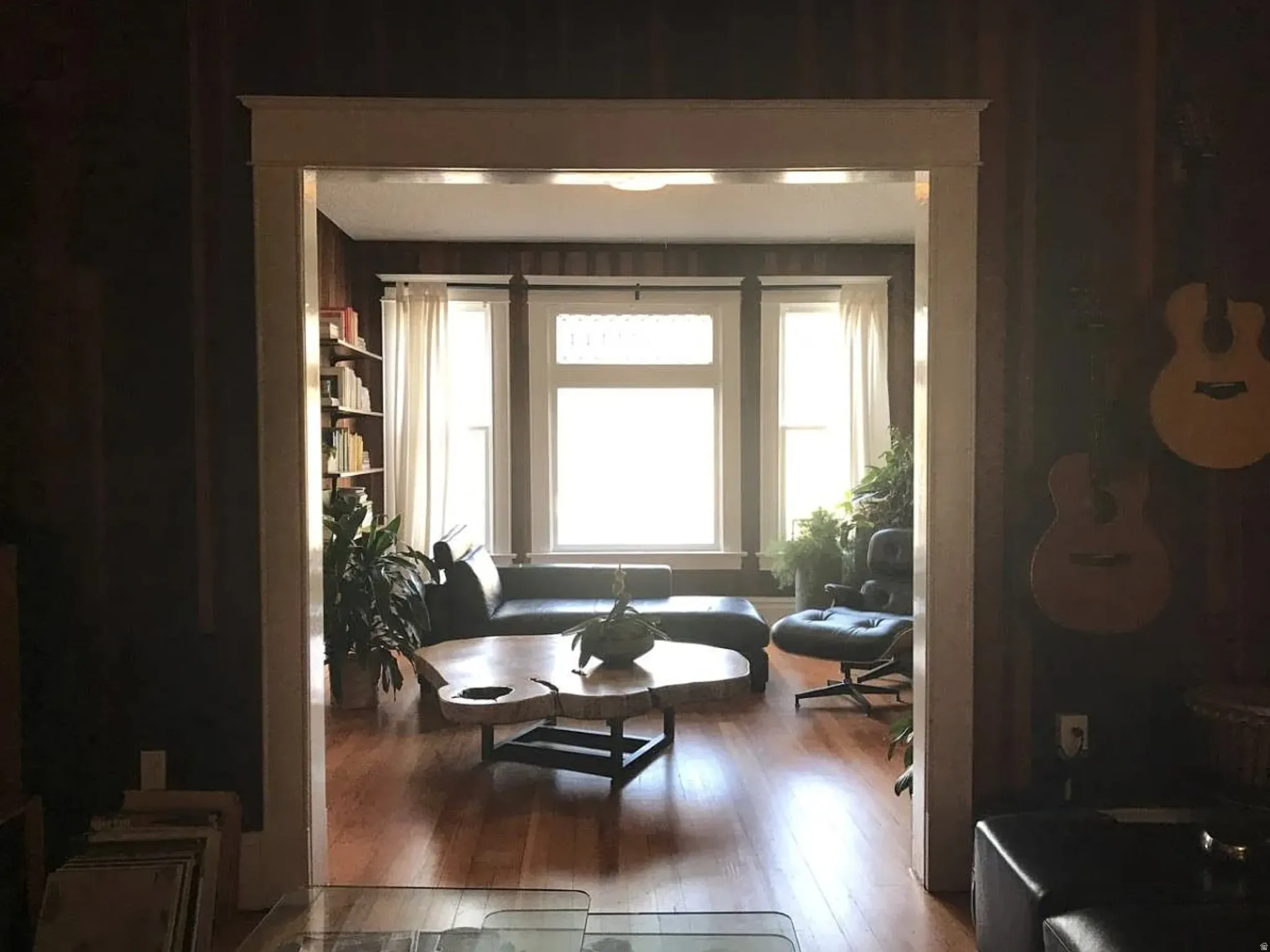 Living area featuring hardwood / wood-style floors