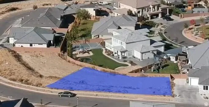 Aerial perspective of suburban area