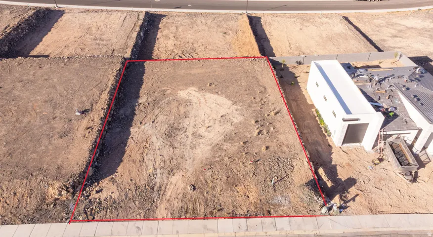 Aerial view of property's location featuring property parcel outlined