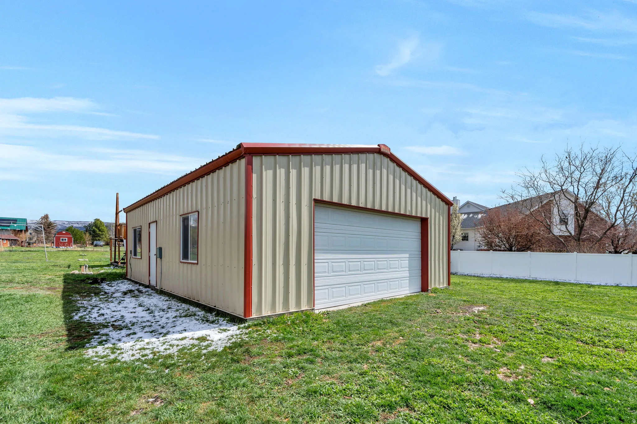 View of detached garage