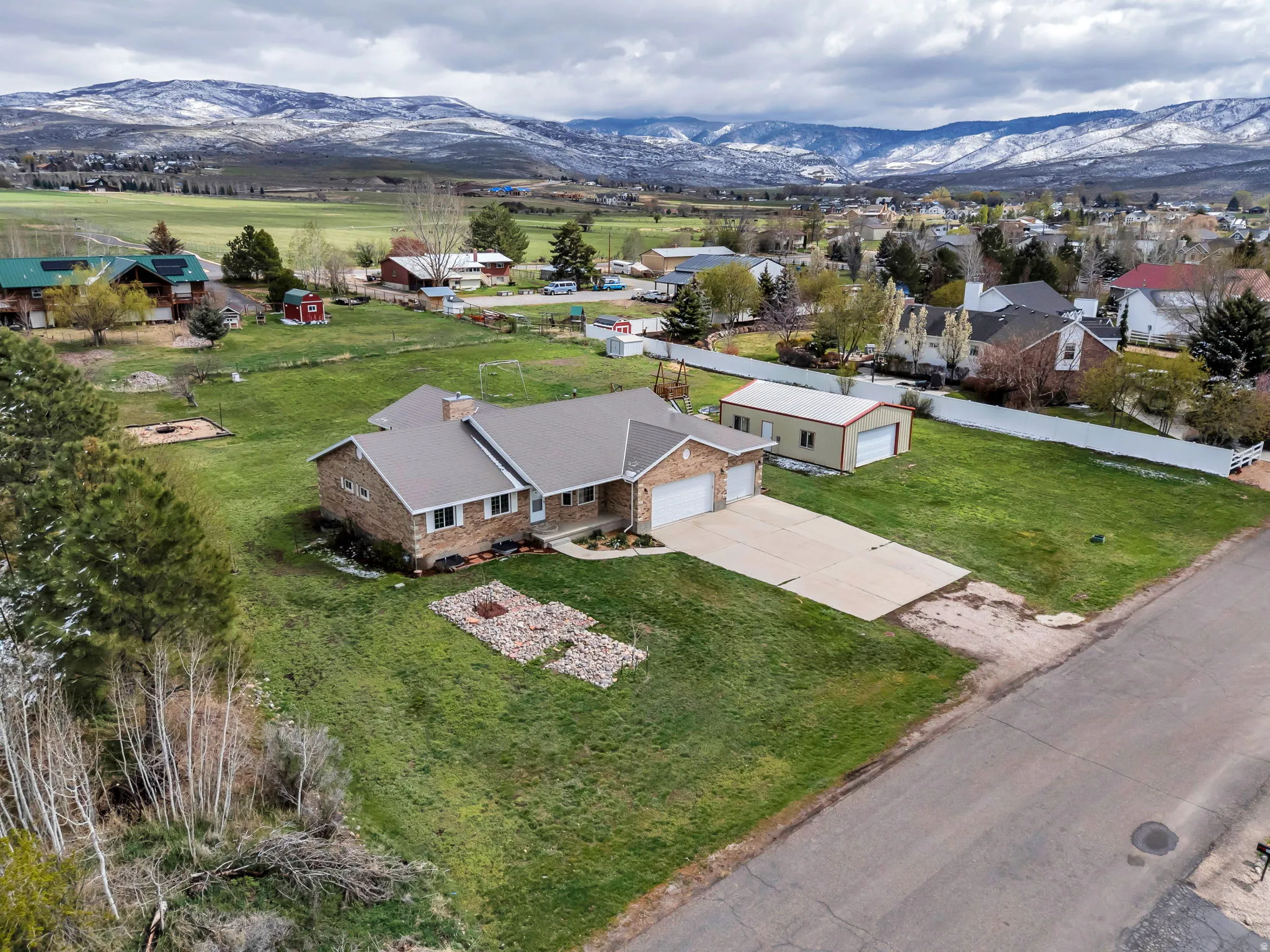 View from above of property with mountains