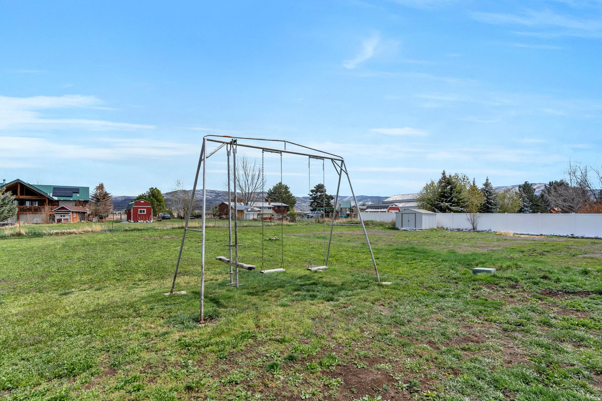 View of yard with a shed