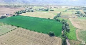 Aerial view of property's location with rural landscape and abundant farmland