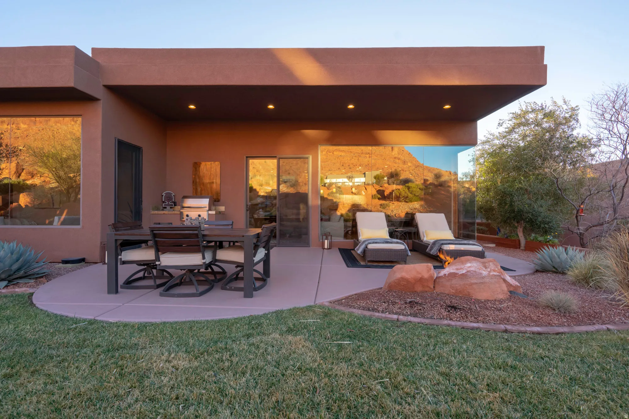View of patio / terrace featuring outdoor dining area and grilling area