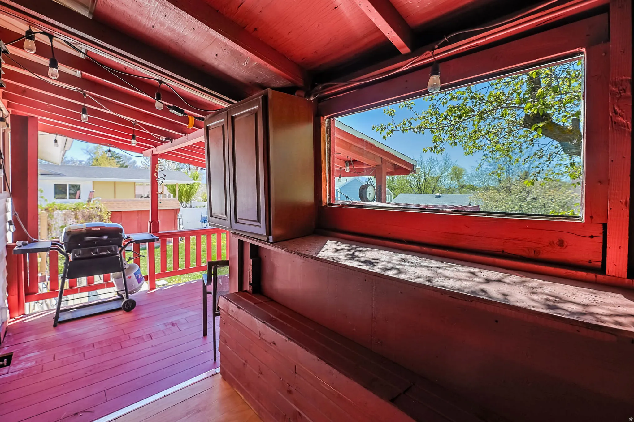 Wooden deck with area for grilling