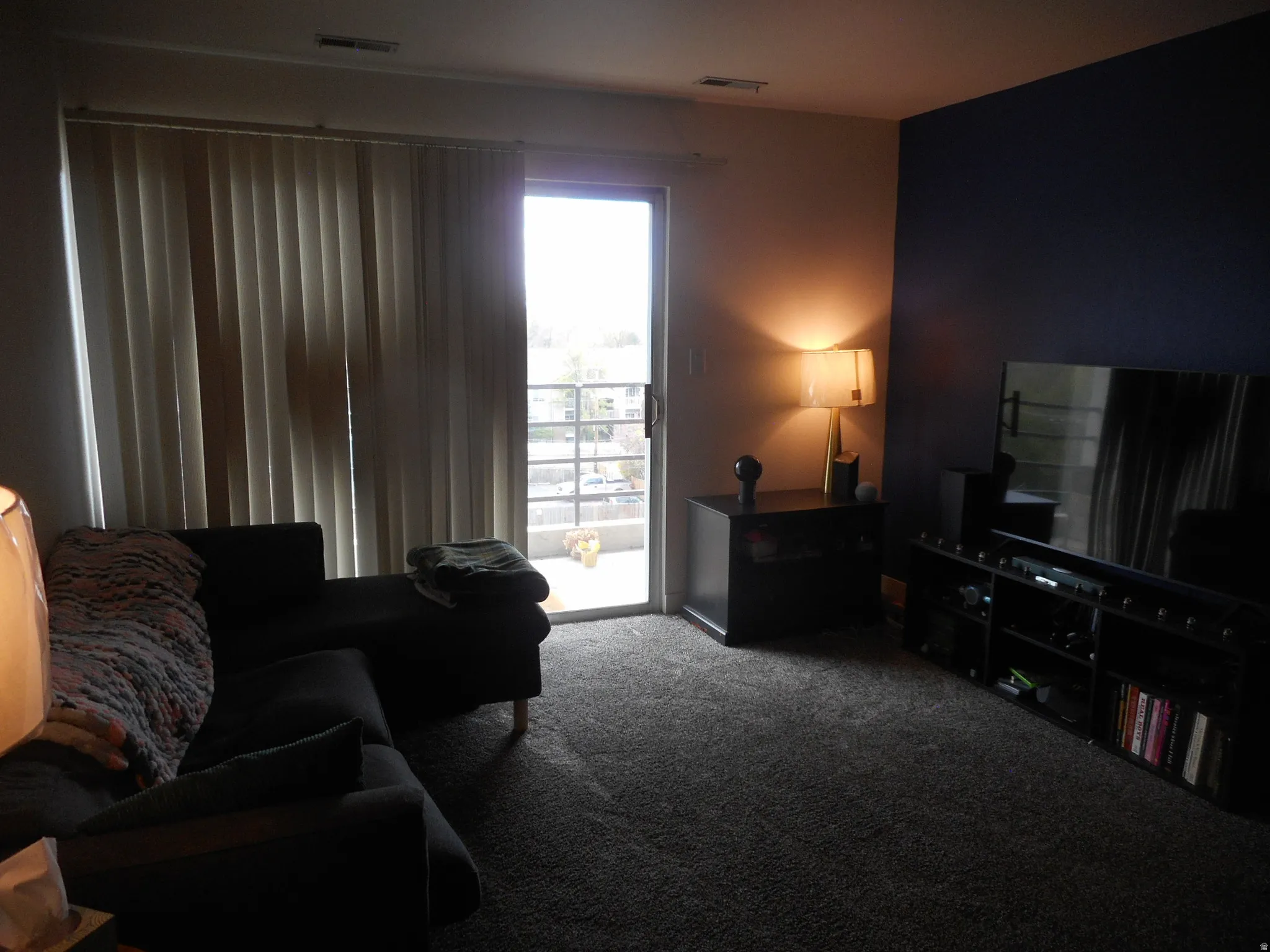 View of carpeted living area