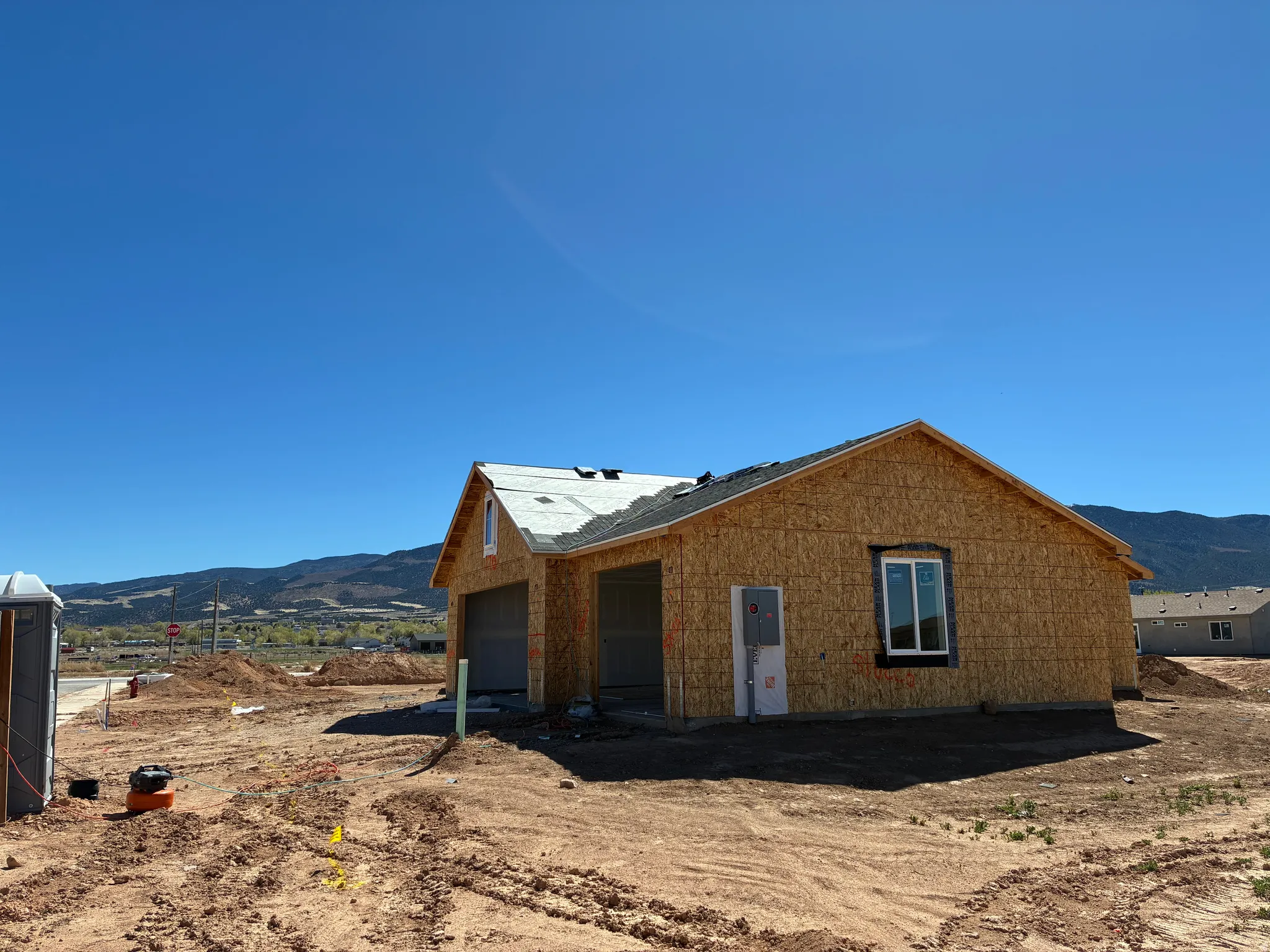 View of home's exterior with a mountain view