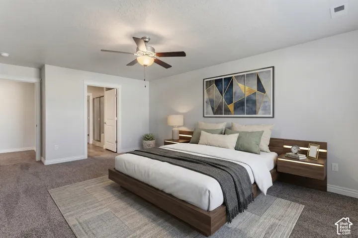 Virtually staged master bedroom