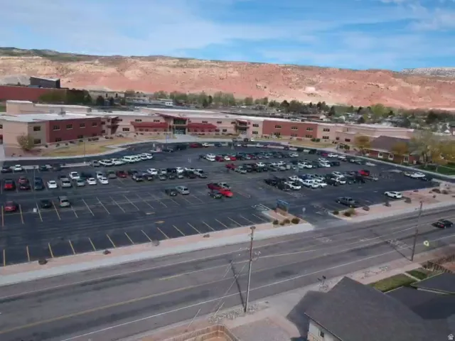 Bird's eye view of a commercial area