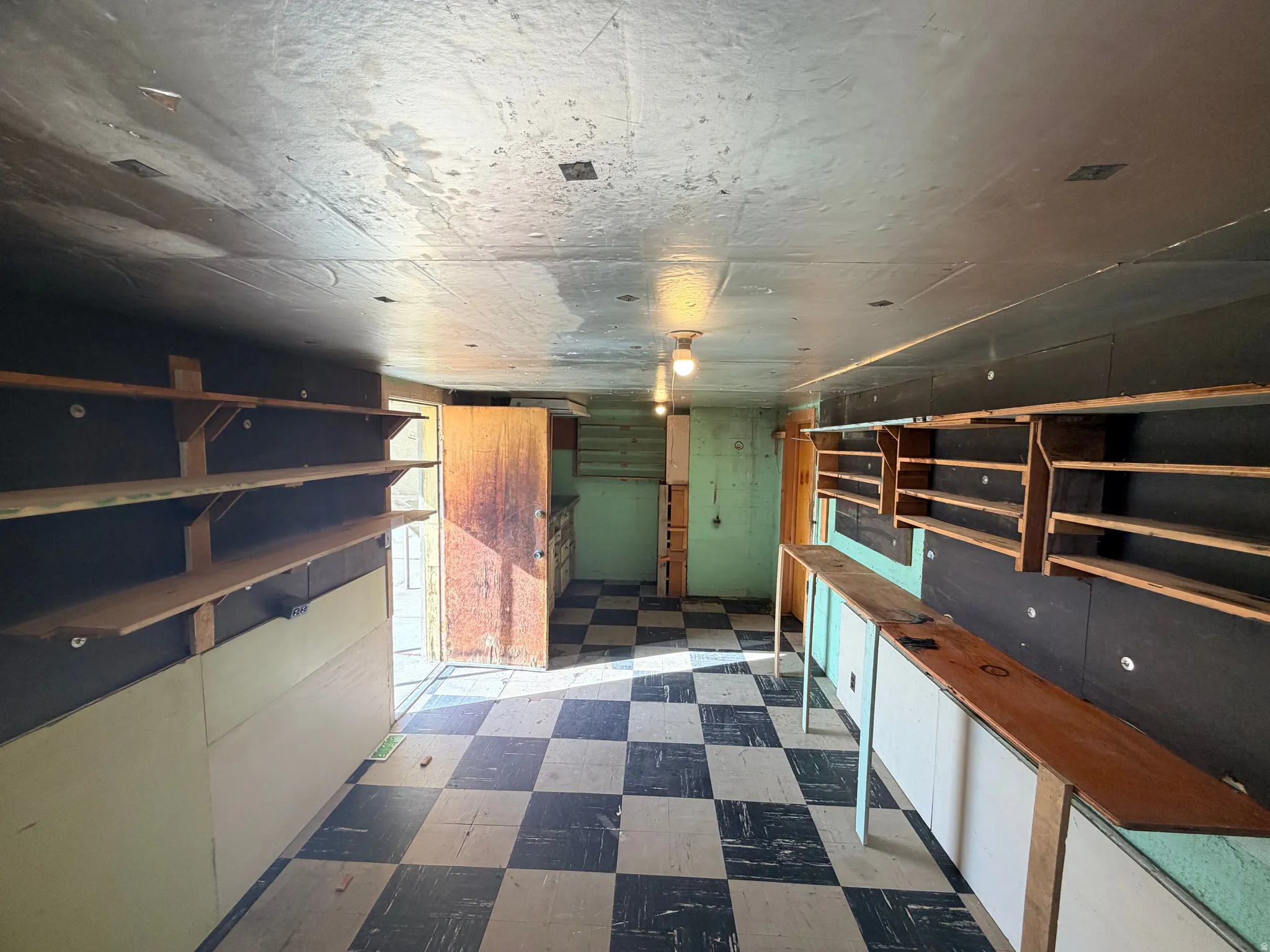 Basement with dark floors