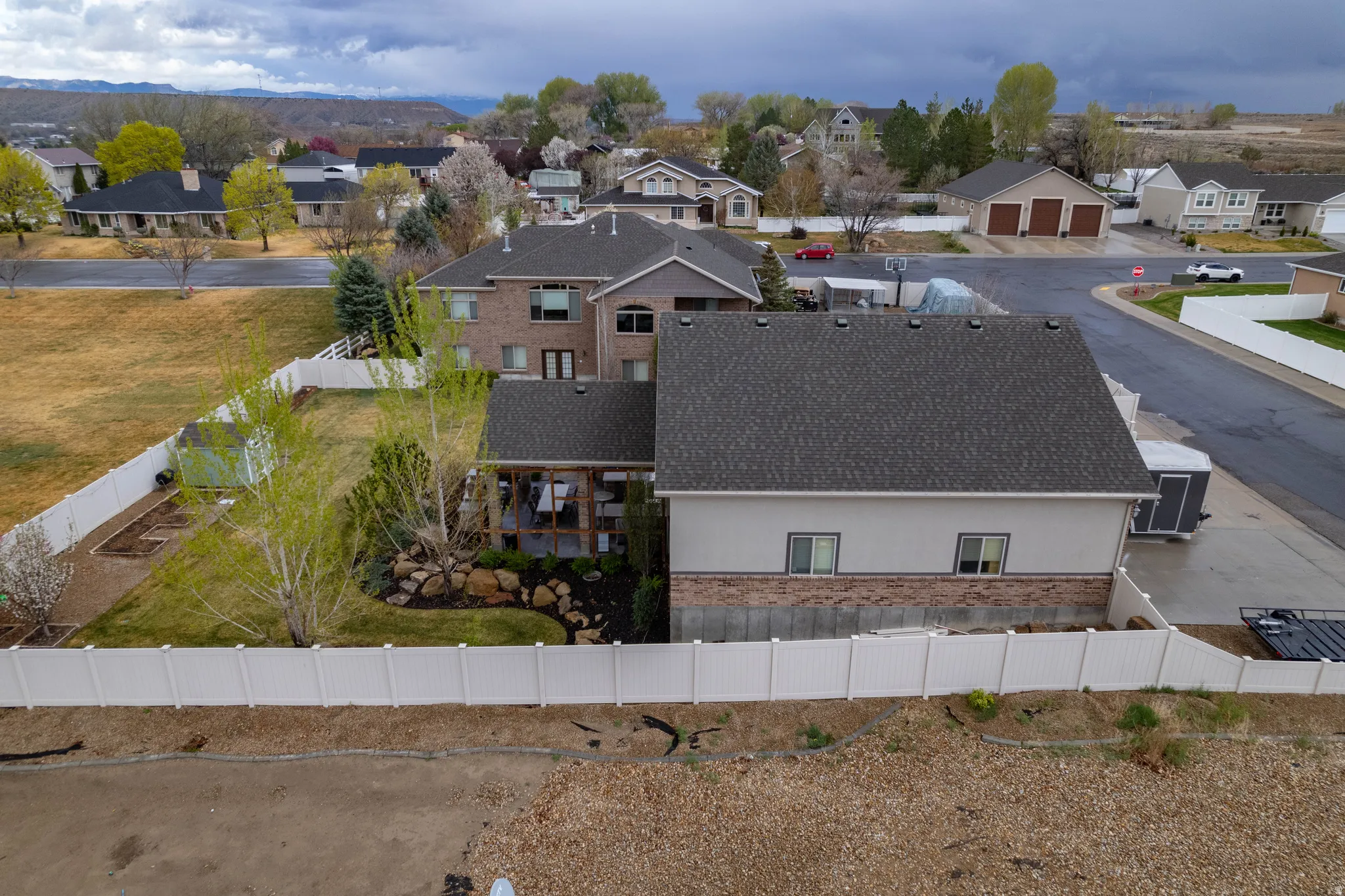 Aerial view of residential area