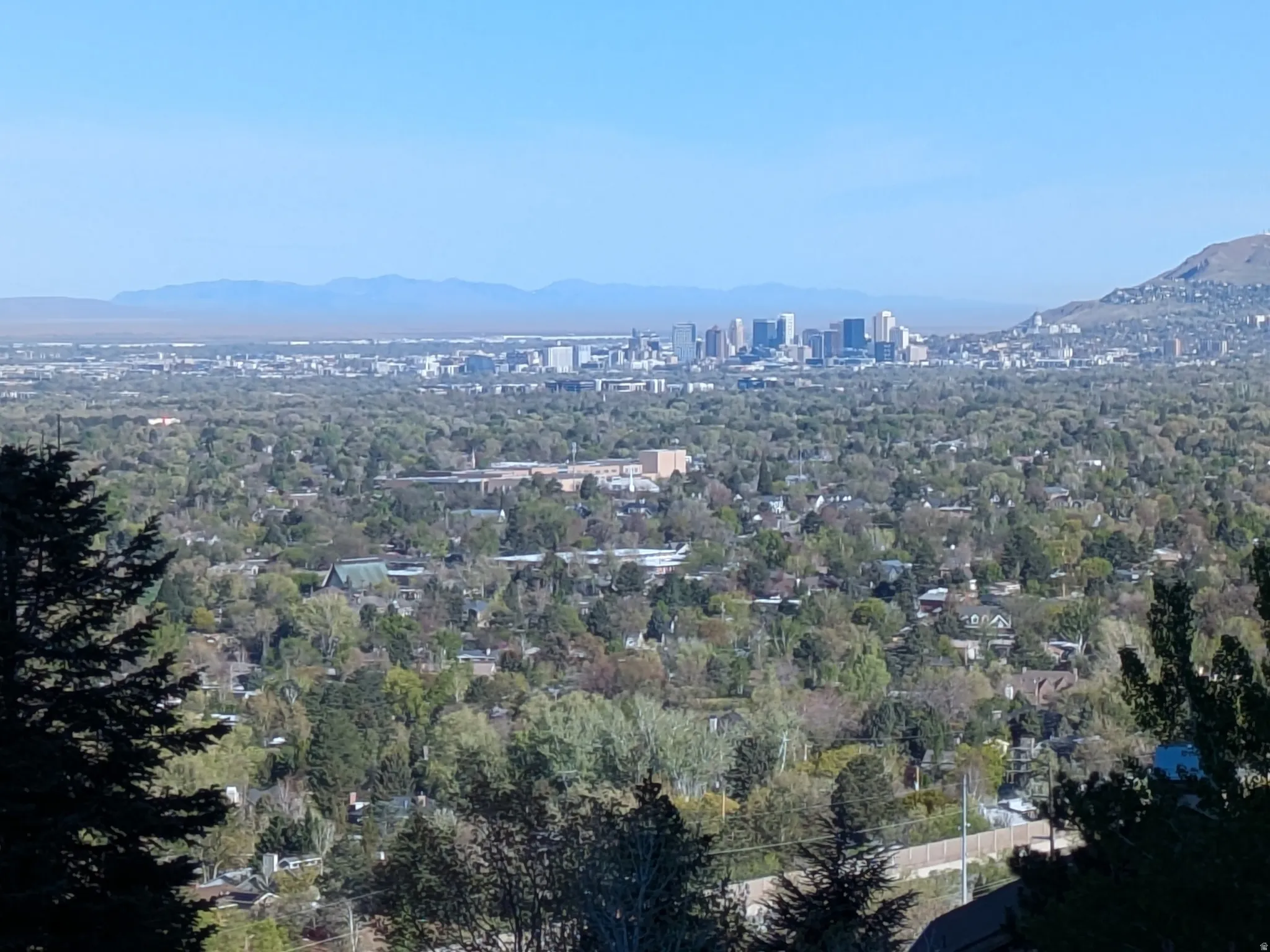 View of urban area with mountains
