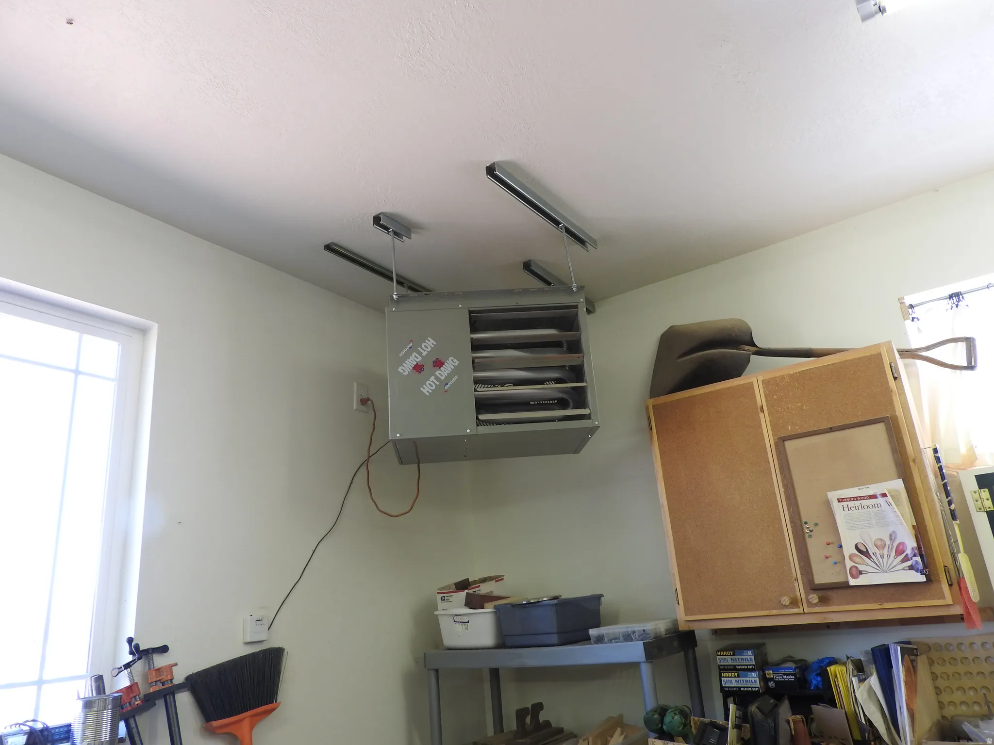 Garage with a heating unit