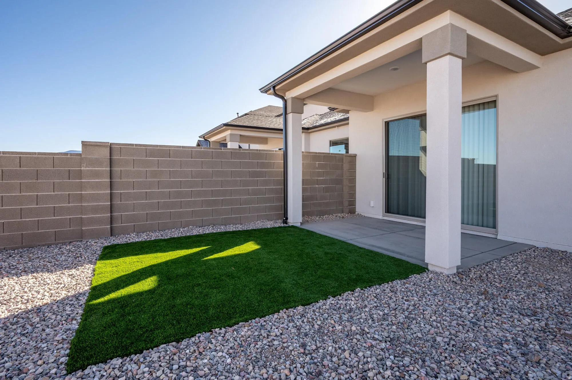 Fenced yard featuring a patio area