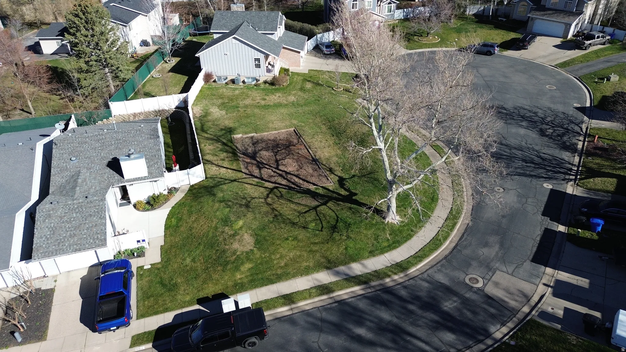 Aerial perspective of suburban area
