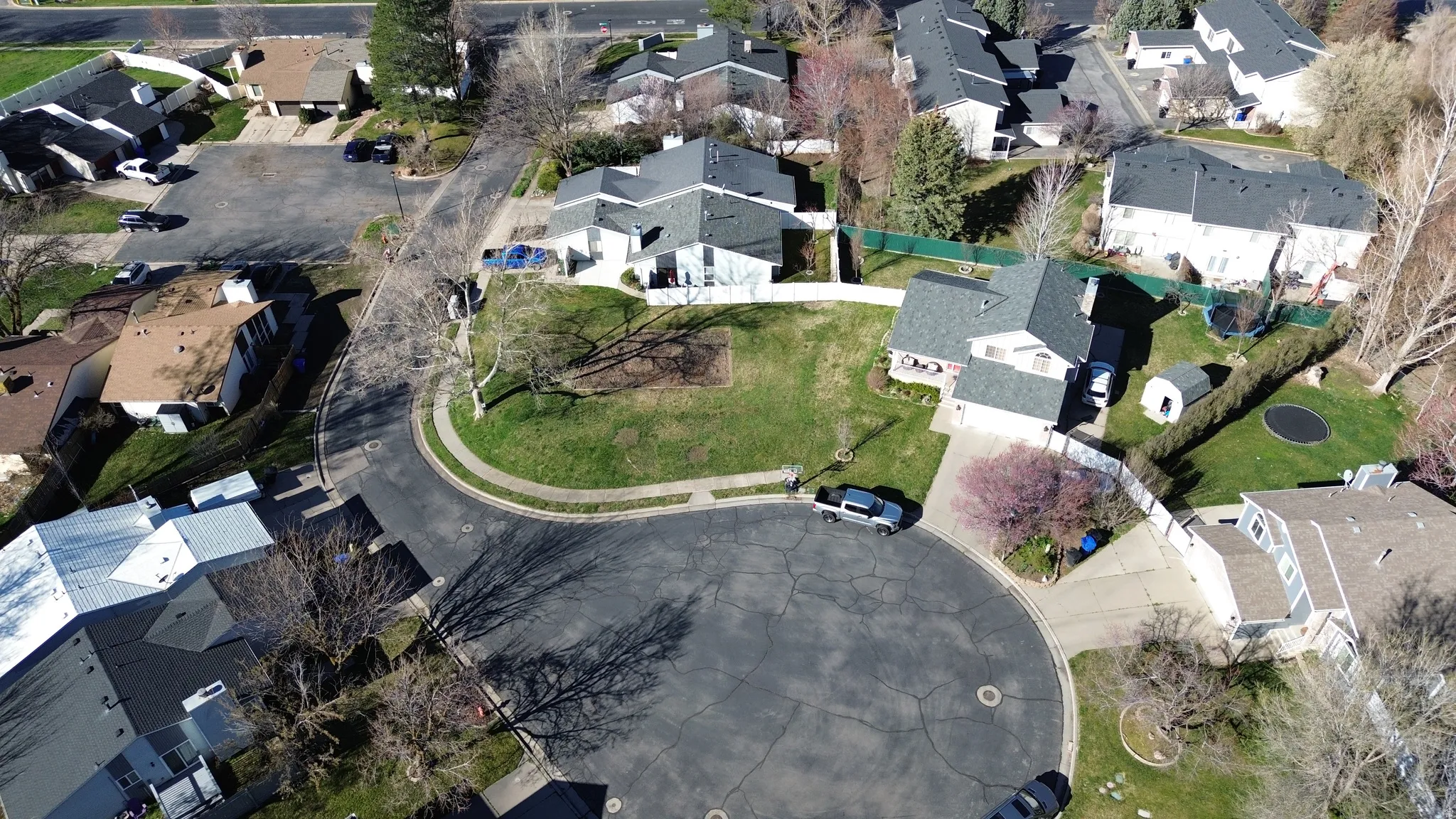 Aerial perspective of suburban area