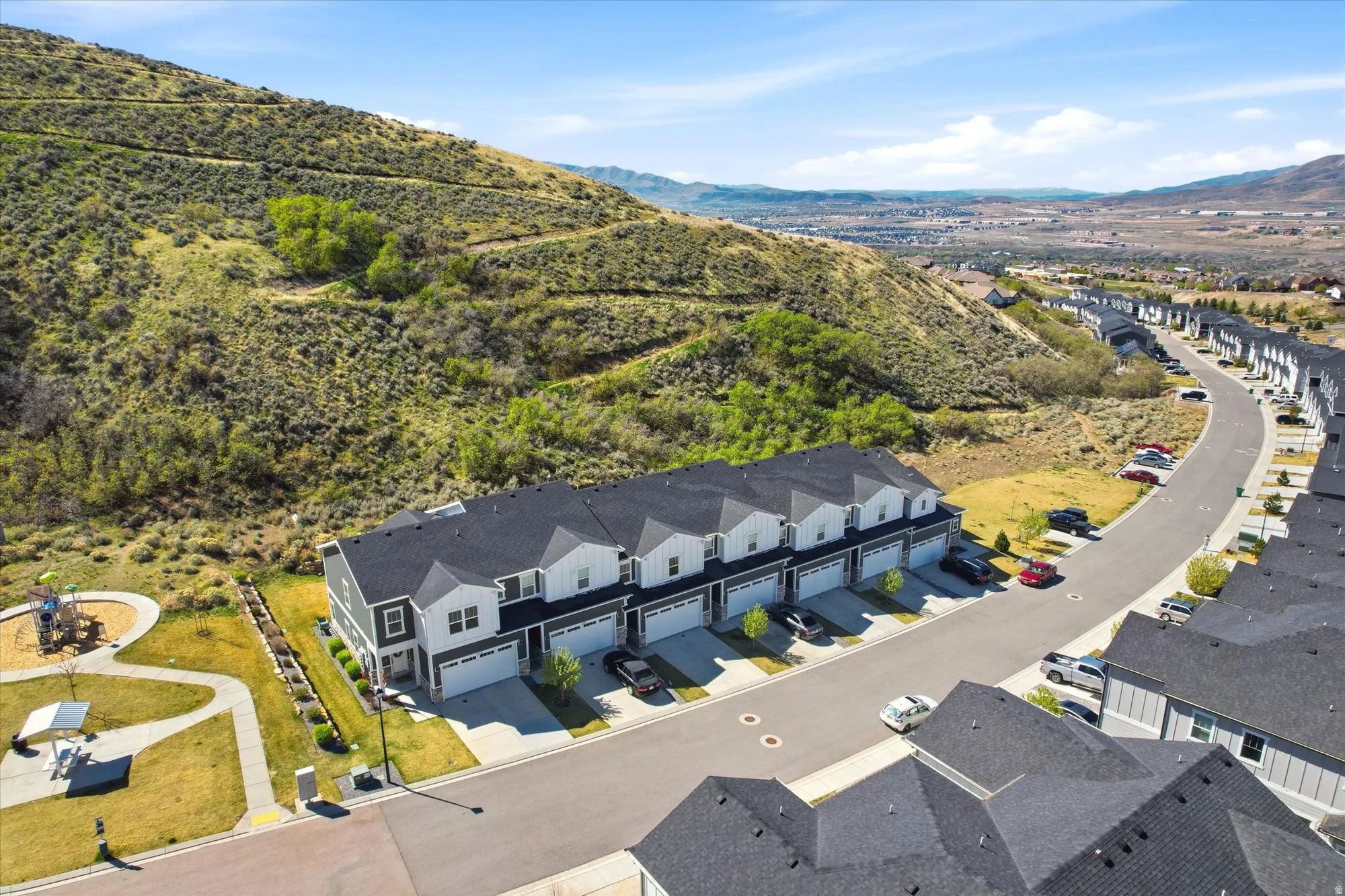 Bird's eye view of a mountain backdrop