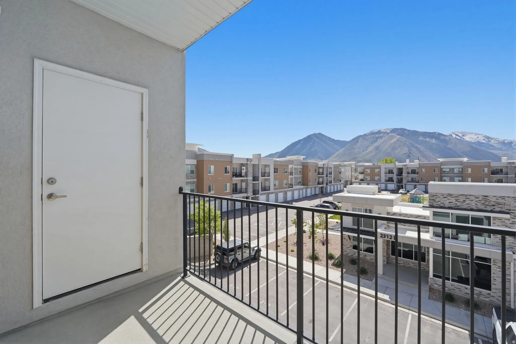 Balcony with a mountain view