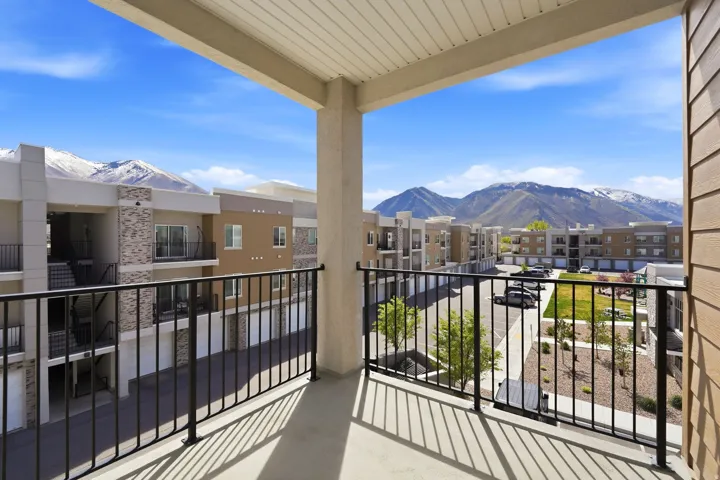 Balcony with a mountain view
