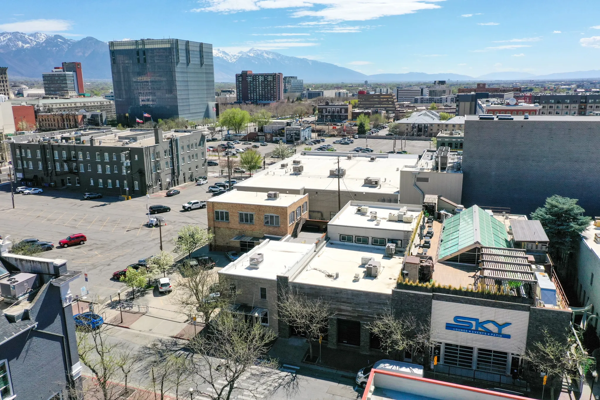 View of urban area featuring mountains