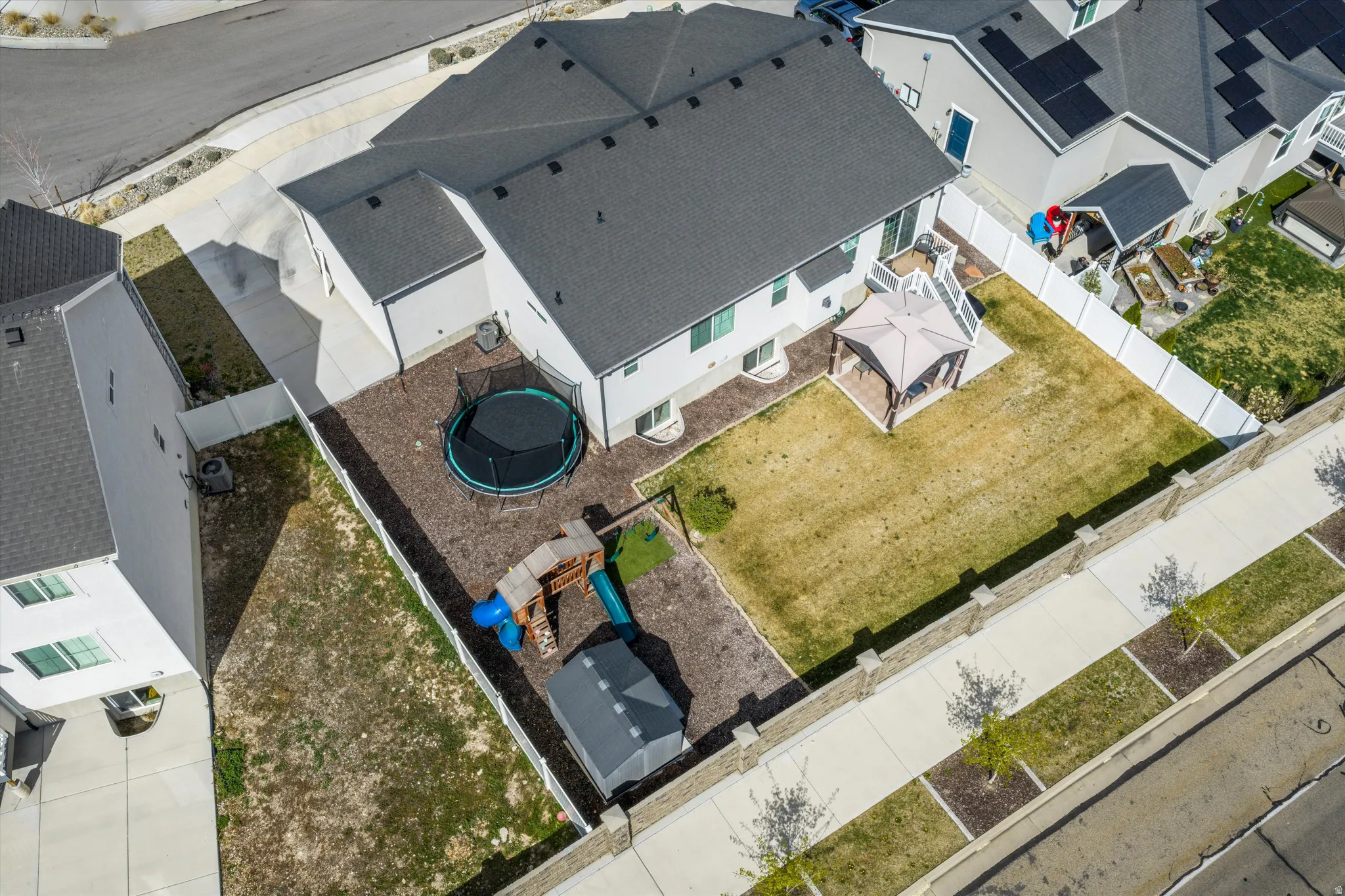 Aerial perspective of suburban area