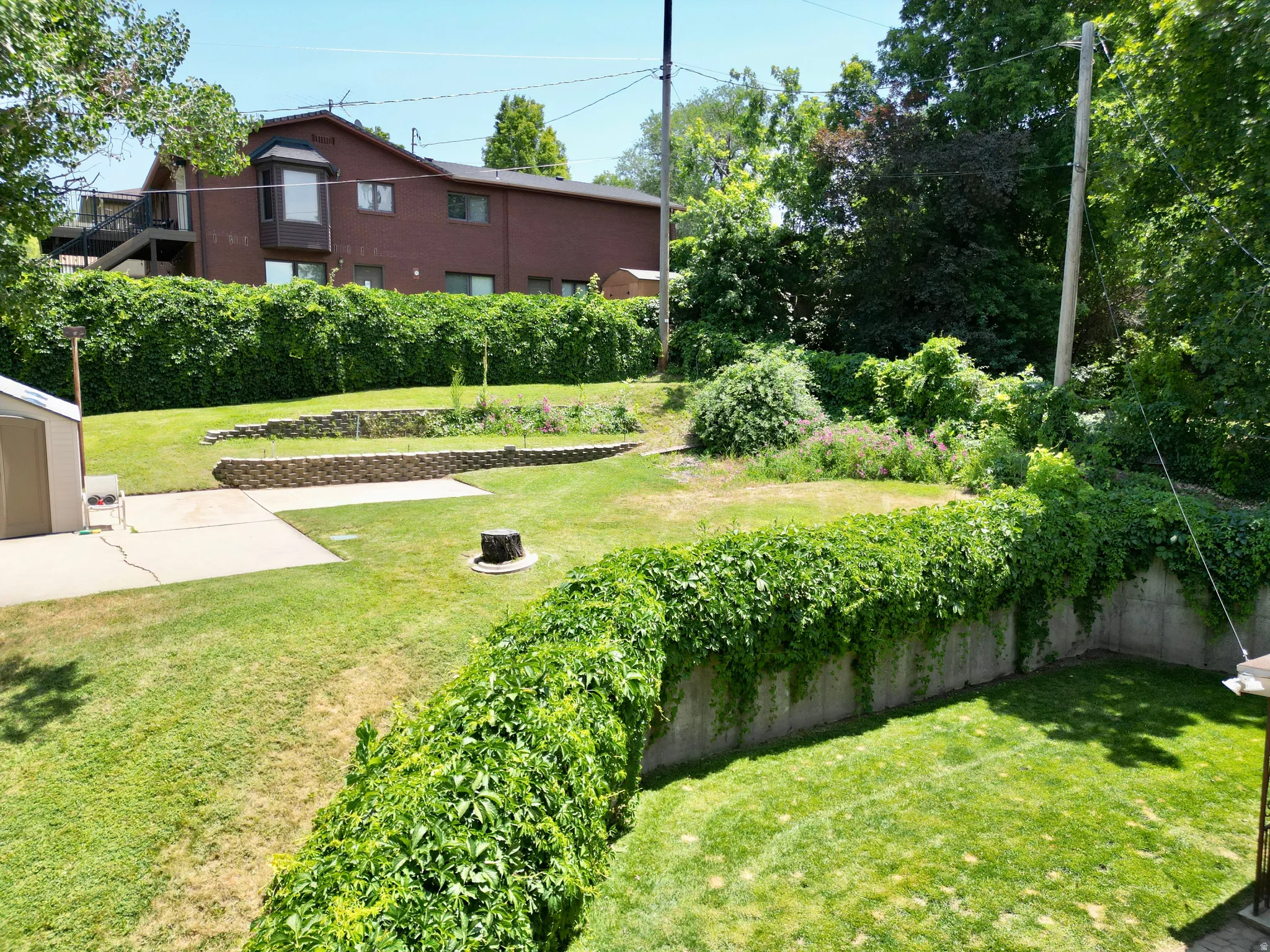 View of fenced backyard