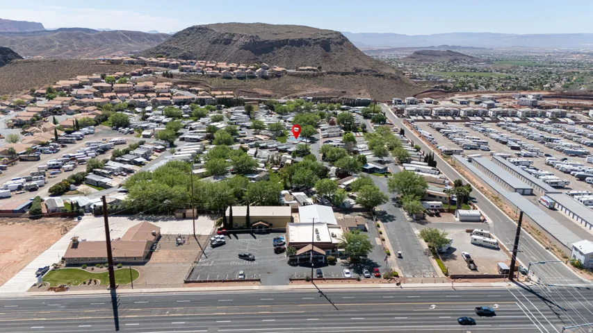 Bird's eye view of a mountain backdrop