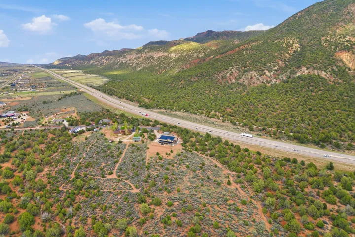 Aerial view of a mountainous background