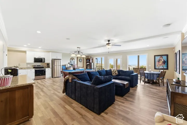 Basement living room with great views