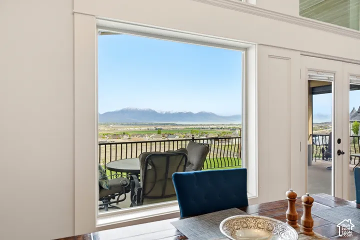 Balcony with a mountain view