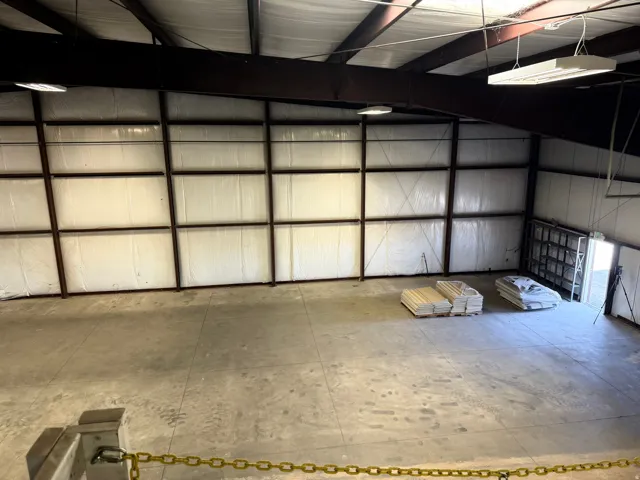 Garage with metal wall