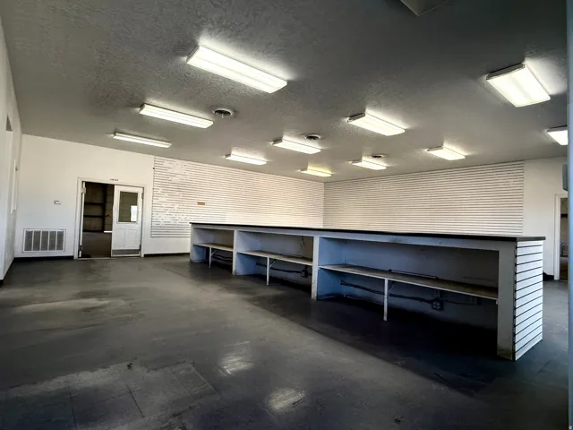 Garage with a workshop area