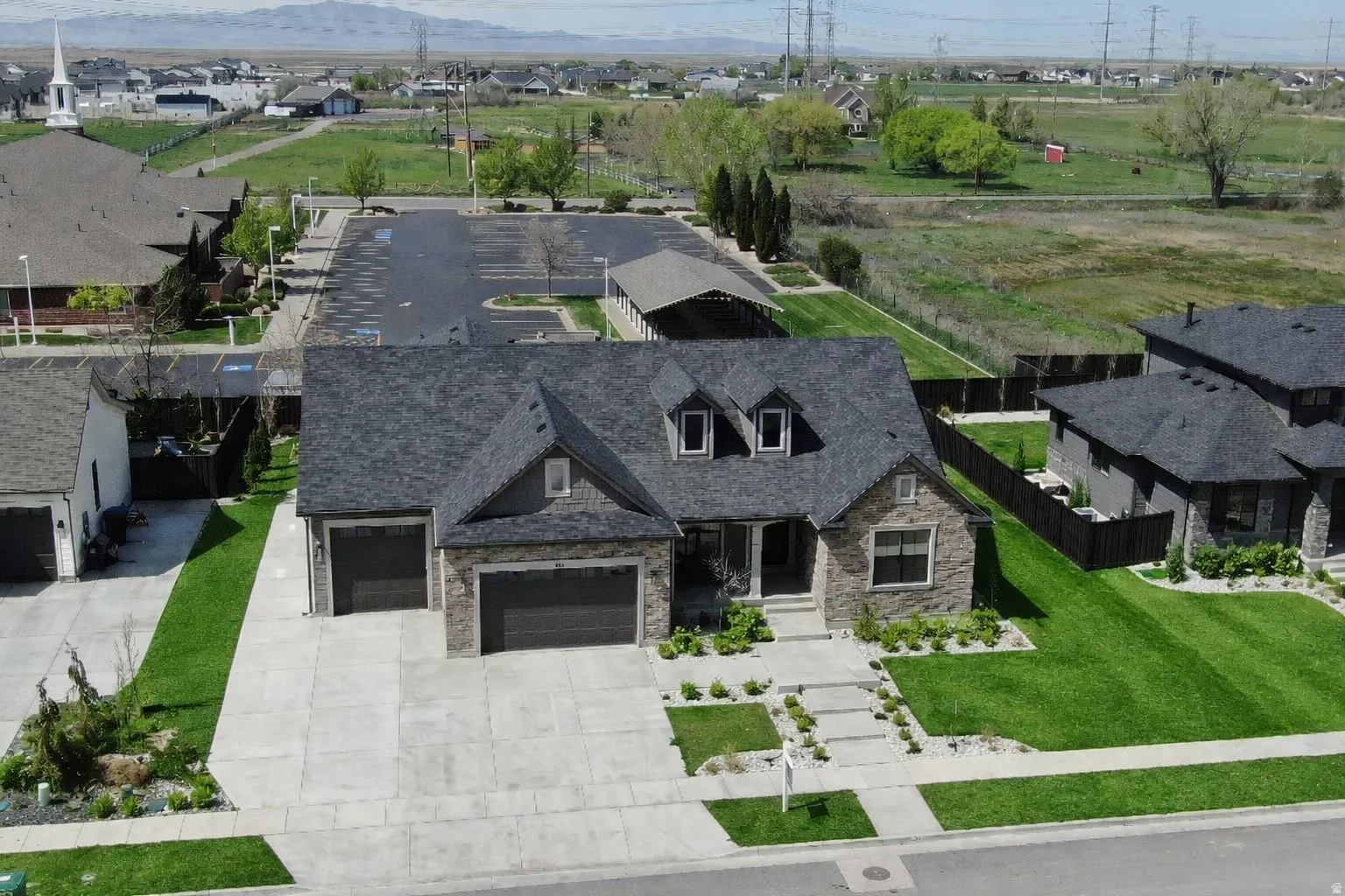 Aerial view of residential area