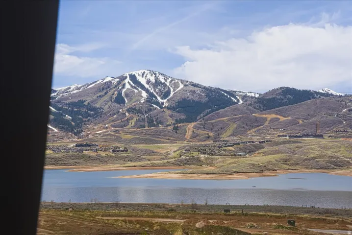 View of mountain background with a large body of water