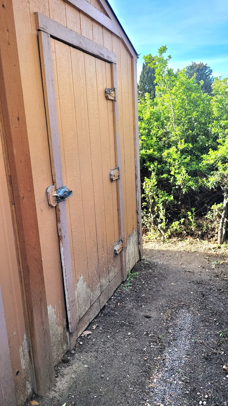 View of shed on West side of home