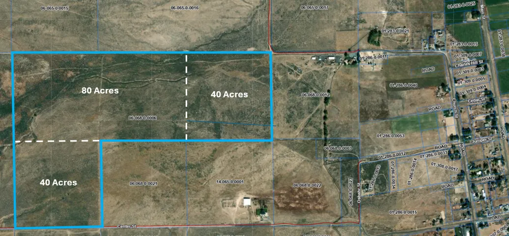 Aerial overview of property's location featuring property boundaries highlighted