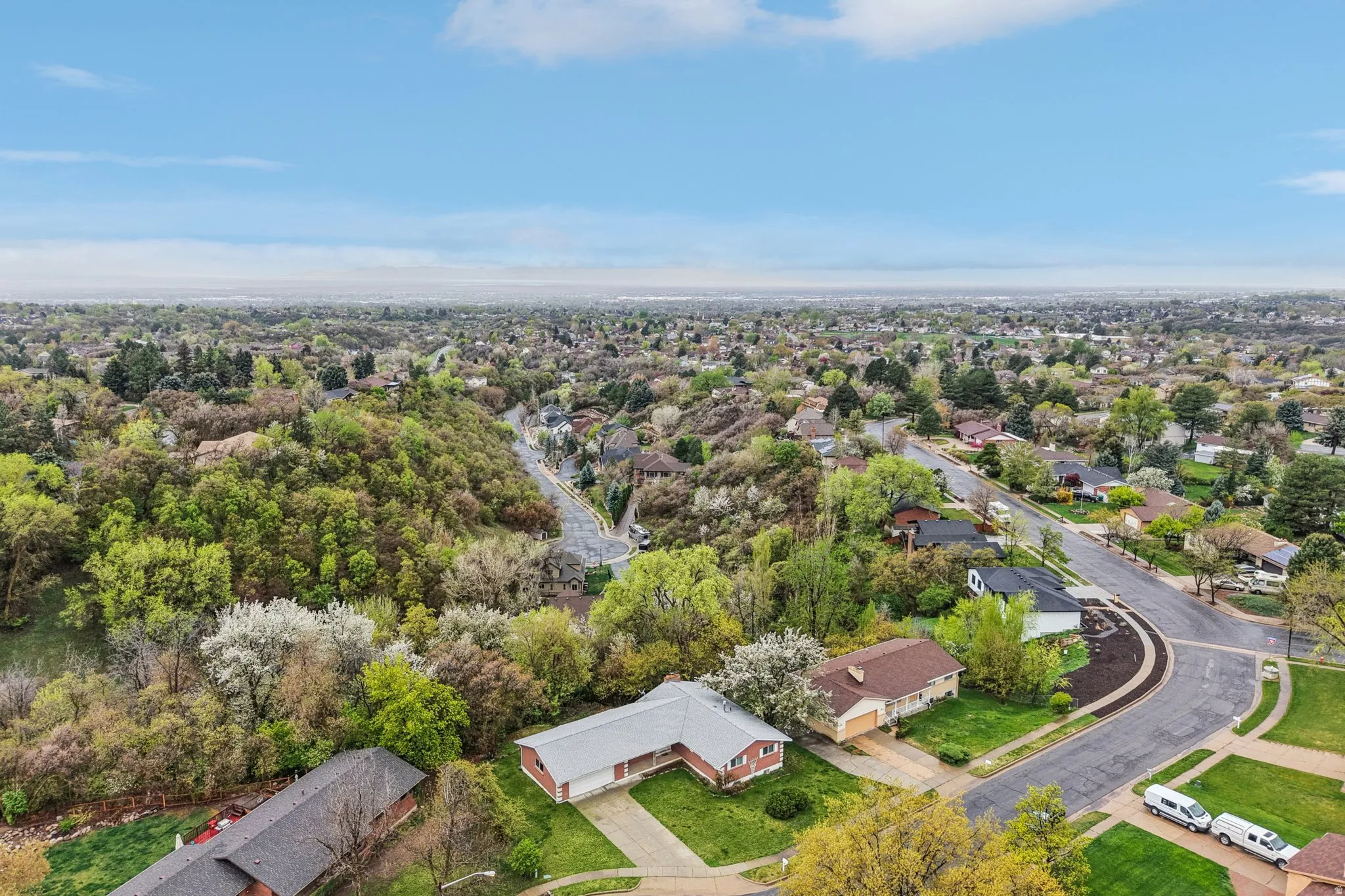 Aerial perspective of suburban area