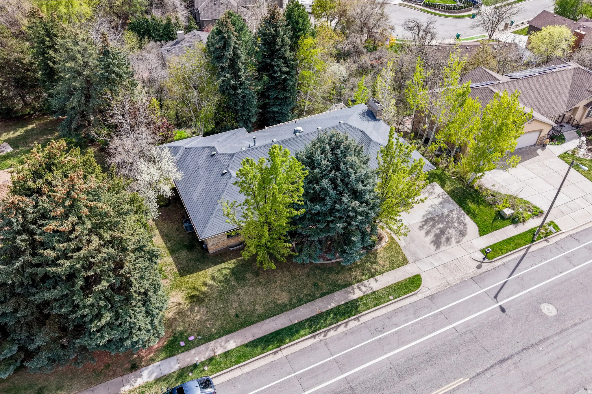 Aerial view of residential area.