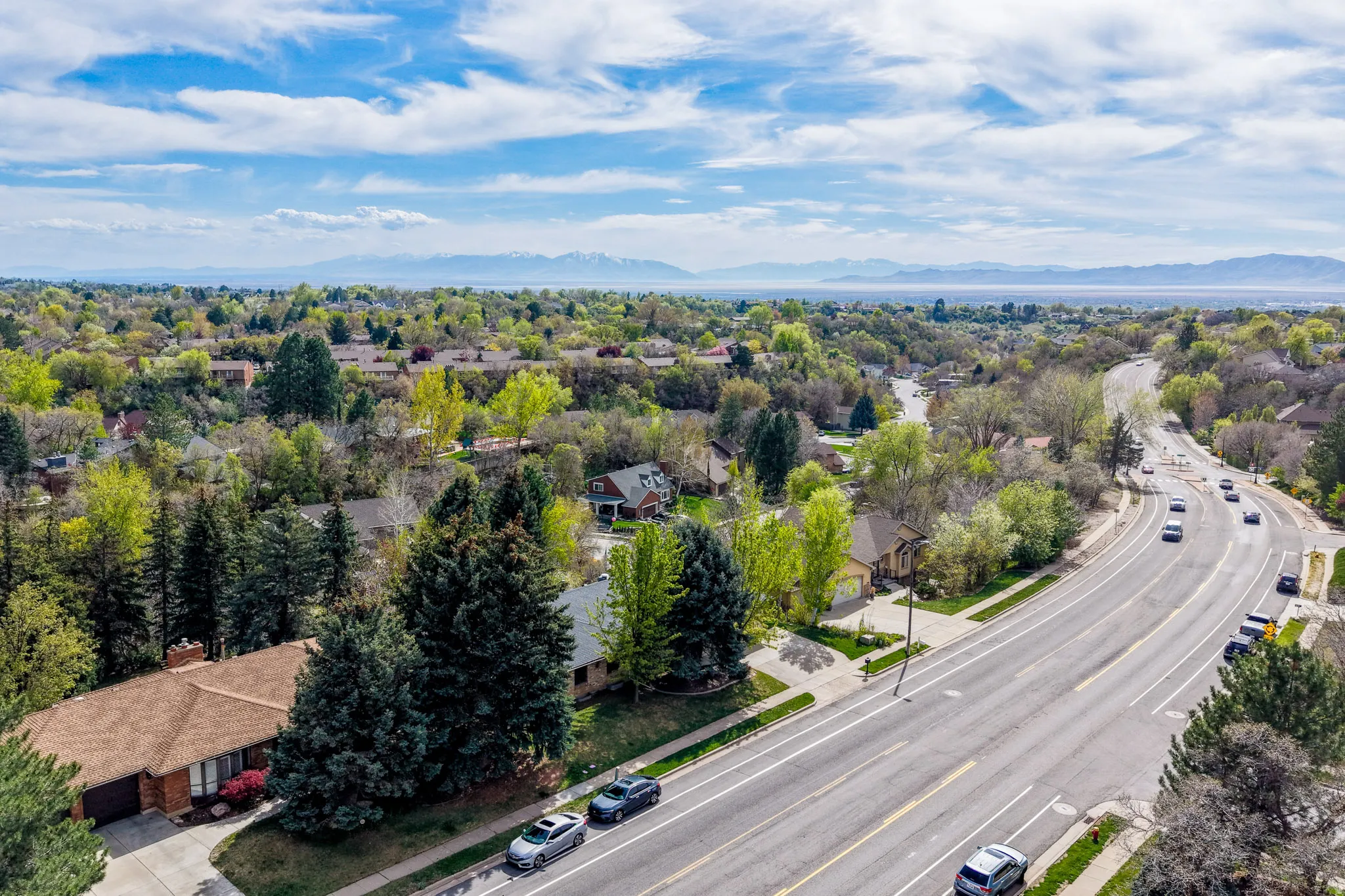 Aerial view of residential area.
