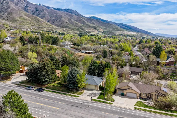 Aerial view of residential area.