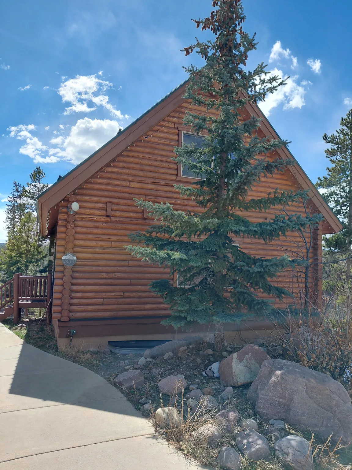 View of home's exterior with log exterior