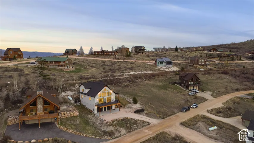 Aerial perspective of suburban area